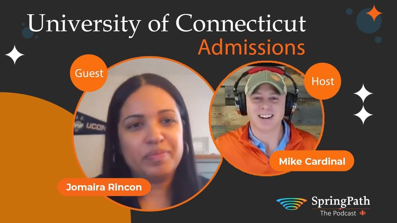 SpringPath podcast thumbnail for the University of Connecticut admissions episode